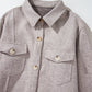 Light Grey Turn Down Collar Flap Pockets Buttoned Shacket