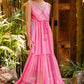 Pink Western Printed Tassel Tie V Neck Wrap Maxi Dress