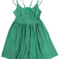 Green Double Straps Metallic Shining Skater Dress