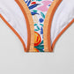 Orange Fruit Plant Print Tied Straps V Neck One Piece Swimsuit