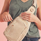 Beige Vintage PU Leather Zipped Crossbody Bag