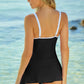 Black Strappy V Neck Side Split One-piece Swimdress