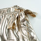 Gold Metallic Leather Knotted Wrap Midi Skirt