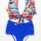 Floral Print Front Tie High Waist Bikini Swimsuit with Ruffles