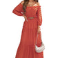 Orange Off Shoulder Balloon Sleeve Cutout Ruffled Maxi Dress