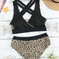 Leopard Print Criss Cross Back Bikini Set