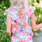 Pink Frilled Collar Floral Vest