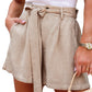 Parchment Tie Waist Casual Linen Shorts