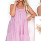 Pink Stripe Pinstriped Ruffled Hem Sleeveless Mini Flared Dress