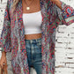 Red Paisley Print Open Front Kimono