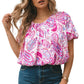 Paisley Pattern Print Puff Sleeve V Neck Blouse