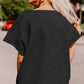 Black Textured Loose Fit T Shirt and Drawstring Pants Set