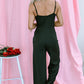 Black Lace V Neck Bodice Spaghetti Straps Wide Leg Jumpsuit