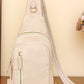 Beige Vintage PU Leather Zipped Crossbody Bag