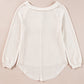 Oatmeal Waffle Knit Buttoned Front Raglan Sleeve Loose Blouse