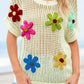 White Crochet Flower Hollow-out Sweater T Shirt