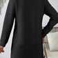 Black Solid Color Textured Long Sleeve Shift Dress