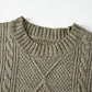 Mist Green Cable Knit Drop Shoulder Loose Fit Sweater Dress