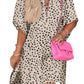 Khaki Animal Print Half Sleeve Shift Dress