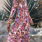 Violet V Neck Floral Print Empire Waist Maxi Dress