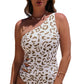 Leopard Print One Shoulder Hollow-out One-Piece Swimsuit