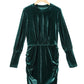 Green Velvet Puff Sleeve Ruched Bodycon Dress