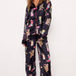 Black Western Cowgirl Boots Printed Satin Long Pajama Set