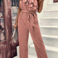 Dusty Pink One Shoulder Ruffle Trim Belted Jumpsuit