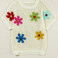 White Crochet Flower Hollow-out Sweater T Shirt