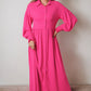 Rose Bubble Sleeve Shirt Maxi Dress