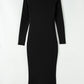 Black Long Sleeve Square Neck Maxi Bodycon Dress