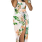 Green Floral Print Off Shoulder Slit Bodycon Midi Dress