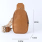 Brown Faux Leather Zipped Crossbody Chest Bag