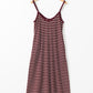 Red Stripe Side Pockets Spaghetti Straps Maxi Dress