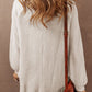 Oatmeal Waffle Knit Buttoned Front Raglan Sleeve Loose Blouse