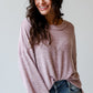 Orchid Petal Exposed Seam Drop Shoulder Wide Long Sleeve T Shirt