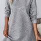 Gray Solid Color Textured Long Sleeve Shift Dress