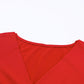 Fiery Red Long Sleeves Wrap V Neck Ruched Sheath Bodycon Dress