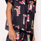 Black Western Boots Printed Short Pajama Set