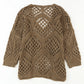 Khaki Hollowed Knit V Neck Dolman Sleeve Sweater