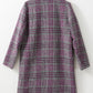 Pink Plaid Lapel Collar One Button Midi Coat