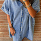 Light Blue Loose Medium Wash Short Sleeve Shirt Chambray Dress