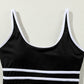 Black Contrast Trim Colorblock U Neck One Piece Swimwear