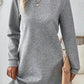 Gray Solid Color Textured Long Sleeve Shift Dress