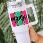 White mama Leopard Colorblock Handle Portable Cup 40oz