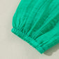 Sea Green Frilly V Neck Puff Sleeve Drawstring Shift Mini Dress