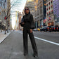 Wide Leg Pant Jumpsuit Women Fashion Stand Neck Lantern Sleeve Rompers Autumn Winter Casual High Waist Jumpsuits Black