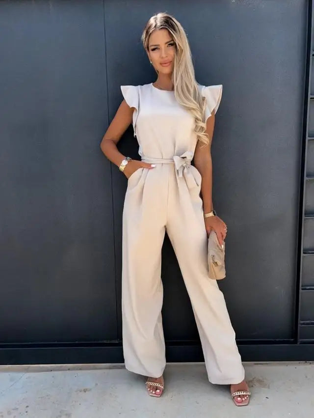 2024 Summer Short Sleeve Wide Leg Jumpsuit For Women Elegant Romper Vintage Streetwear Jumpsuits Overalls Women Jump Suit Woman