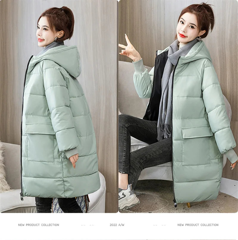 Super Large Size Winter Long Coat Women's Cotton-padded Jacket Oversize Loose Parkas Hooded Thicken Overcoat Plus Size XL-8XL