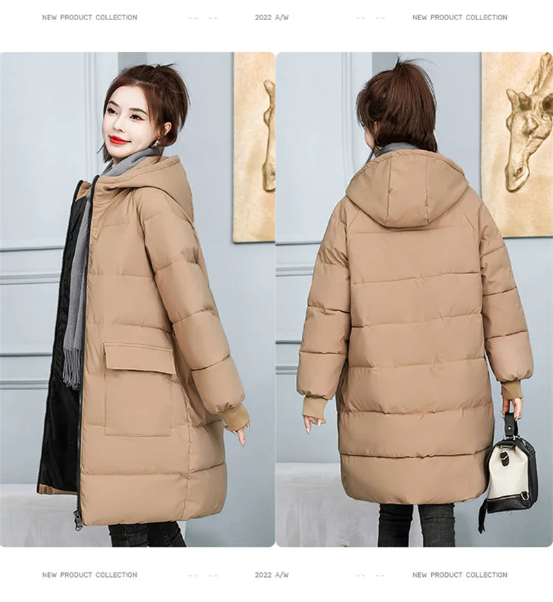 Super Large Size Winter Long Coat Women's Cotton-padded Jacket Oversize Loose Parkas Hooded Thicken Overcoat Plus Size XL-8XL